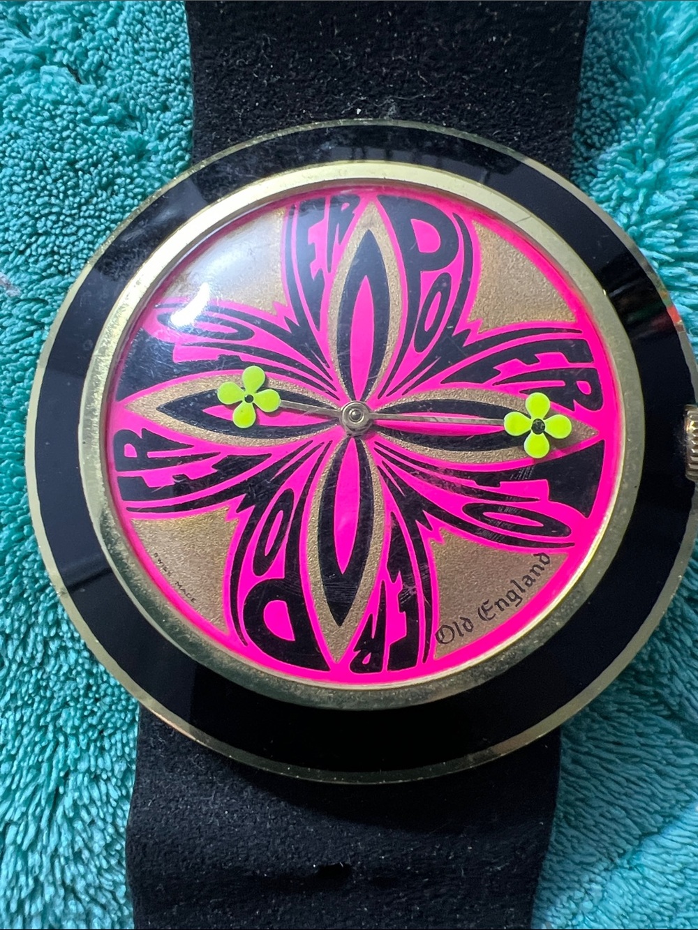 Original 1960s Old England "Flower Power" mechanical wristwatch